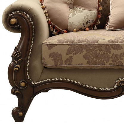 Loveseat And Toss Pillows - Beige / Gold / Brown