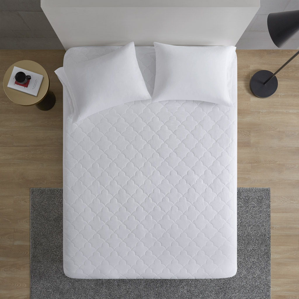 Cotton Percale Quilted Mattress Pad - White