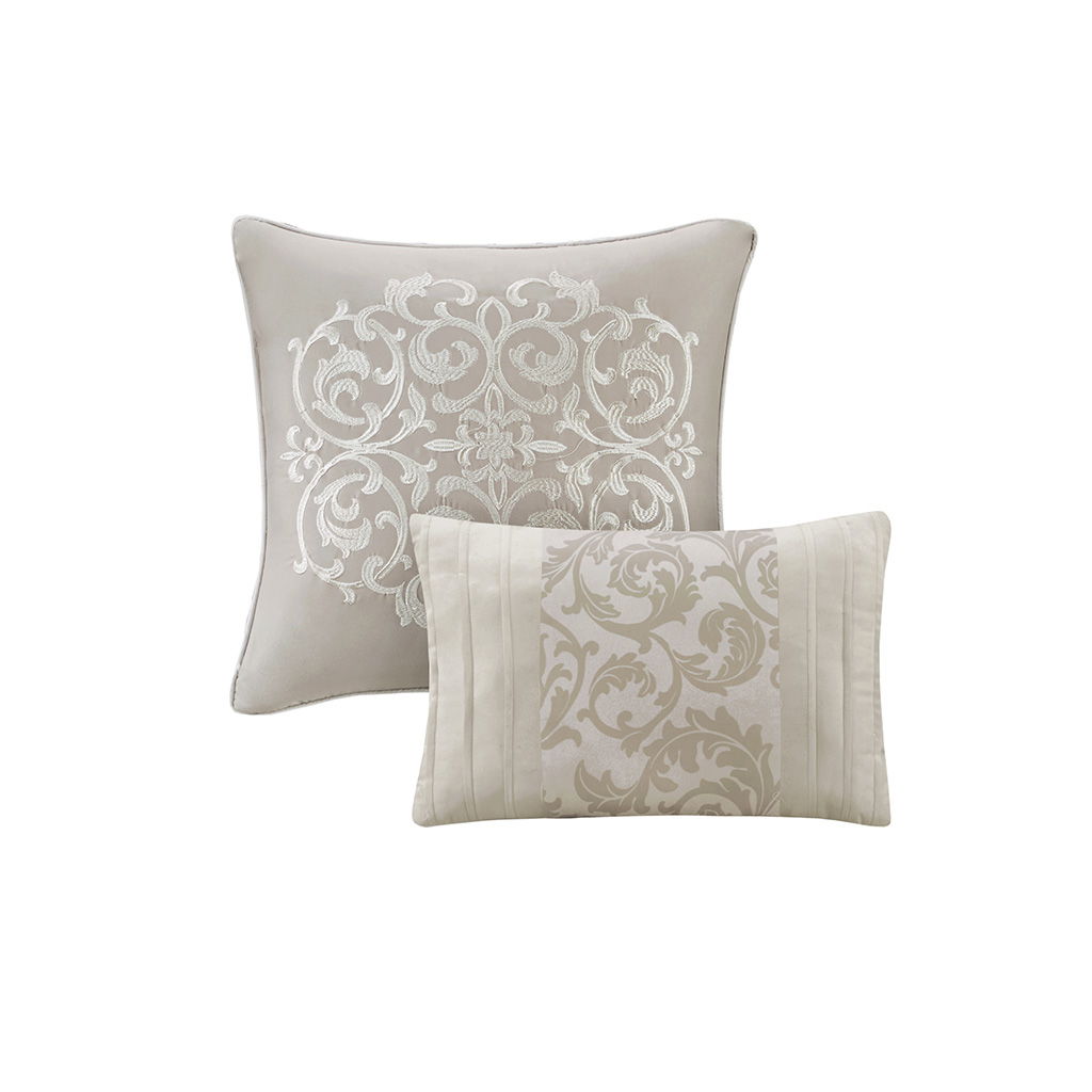 Embroidered 8 Piece Comforter Set, Neutral