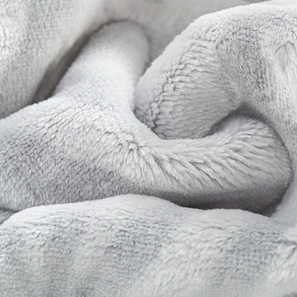 Back Printing Shaved Flannel Plush Blanket, Checked Blanket For Bed Or Sofa, 80" X 90", Gray