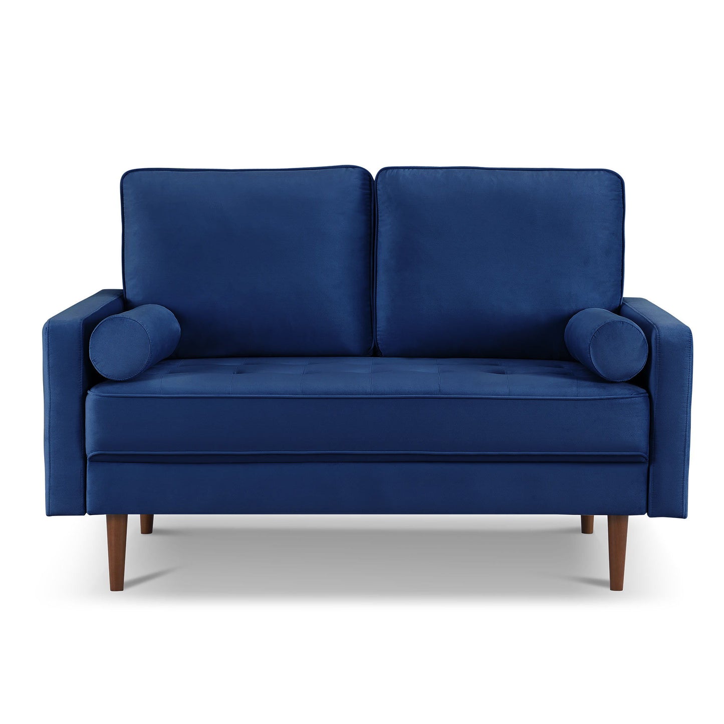 Velvet Loveseat And Toss Pillows - Blue / Dark Brown