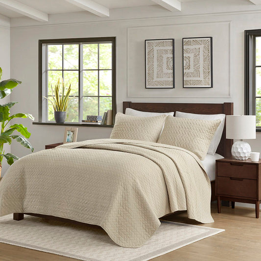 3 Piece Luxurious Oversized Quilt Set - Linen