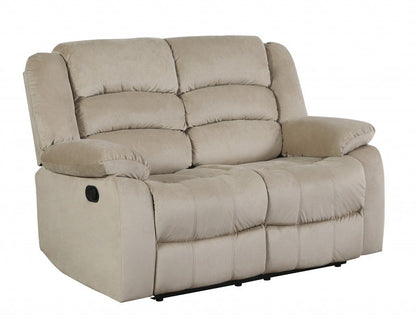 Microfiber Manual Reclining Loveseat - Beige