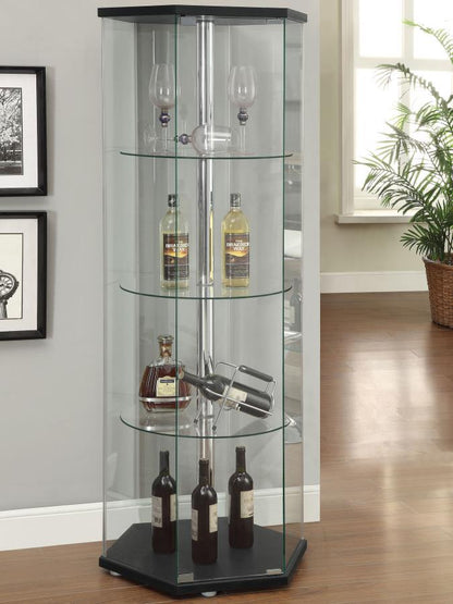 Zahavah - 4-Shelf Hexagonal Clear Glass Curio Cabinet