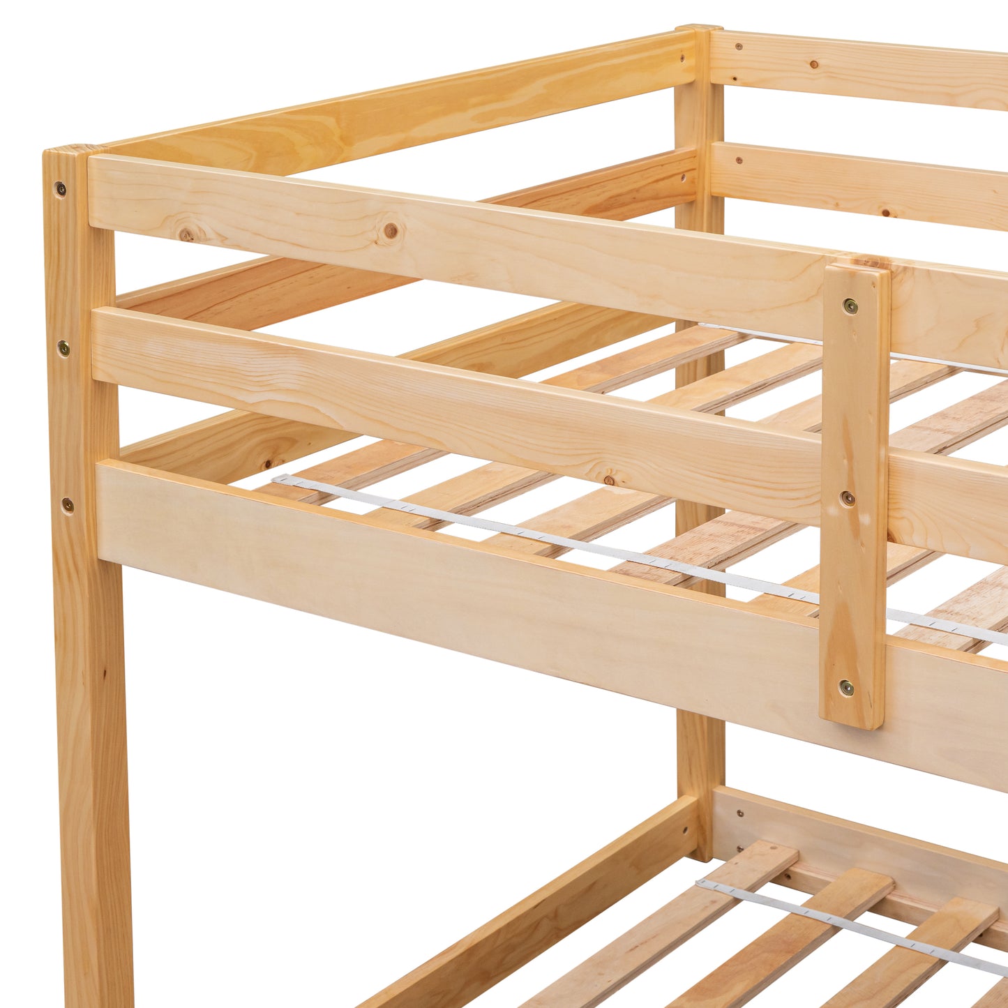 Twin over Twin Floor Bunk Bed,Natural