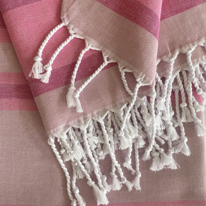 Shades Striped Design Turkish Beach Blanket - Of Pink