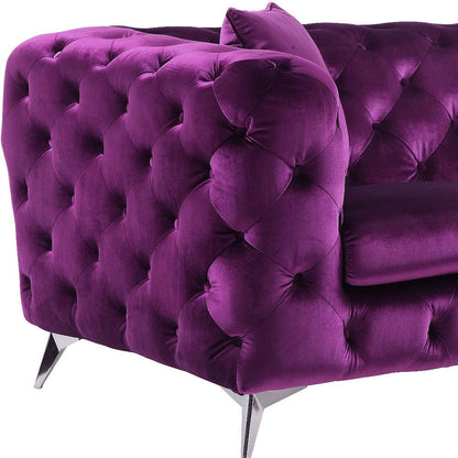 Velvet Loveseat - Purple / Silver