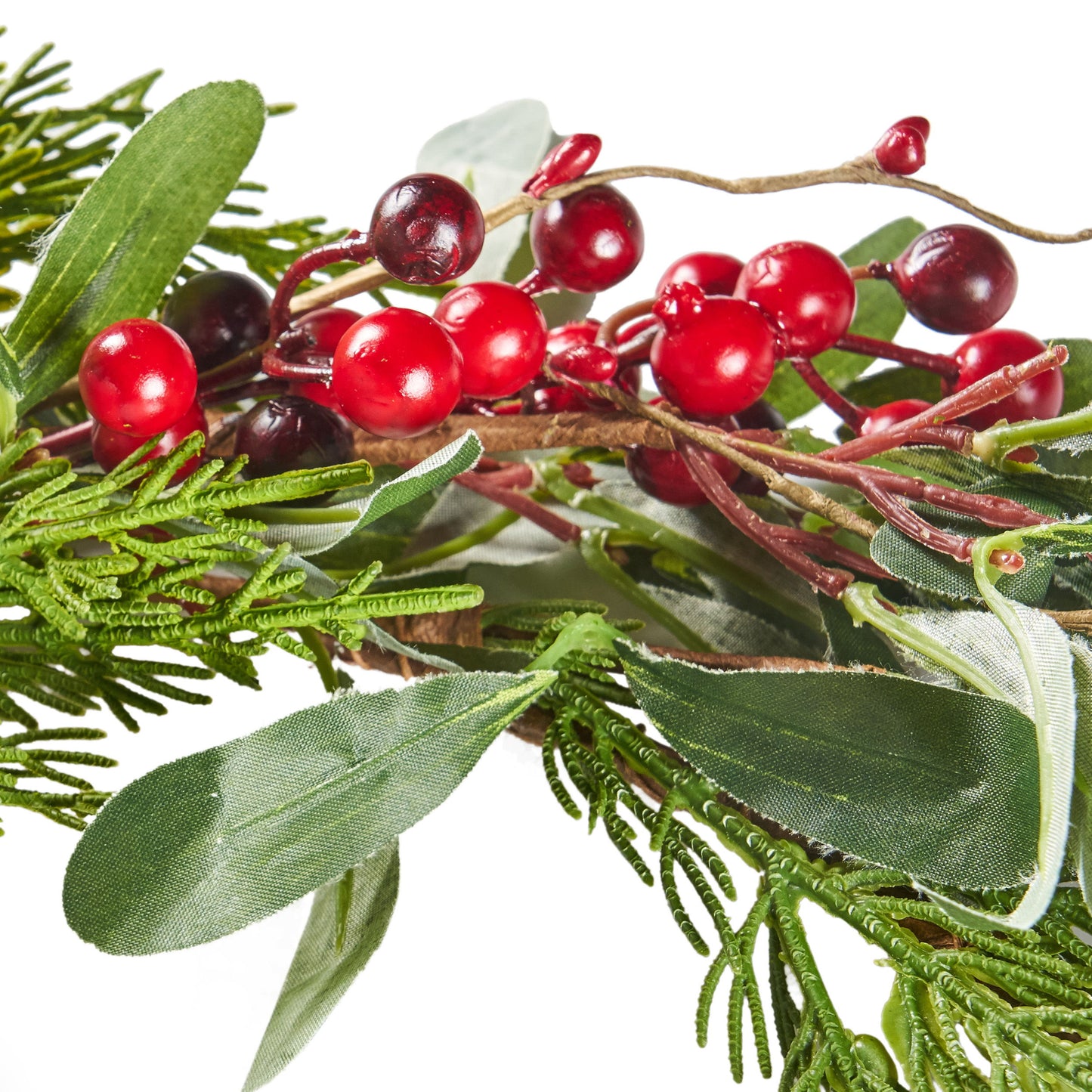 Olive Leaves Garland With Red Berry - Green