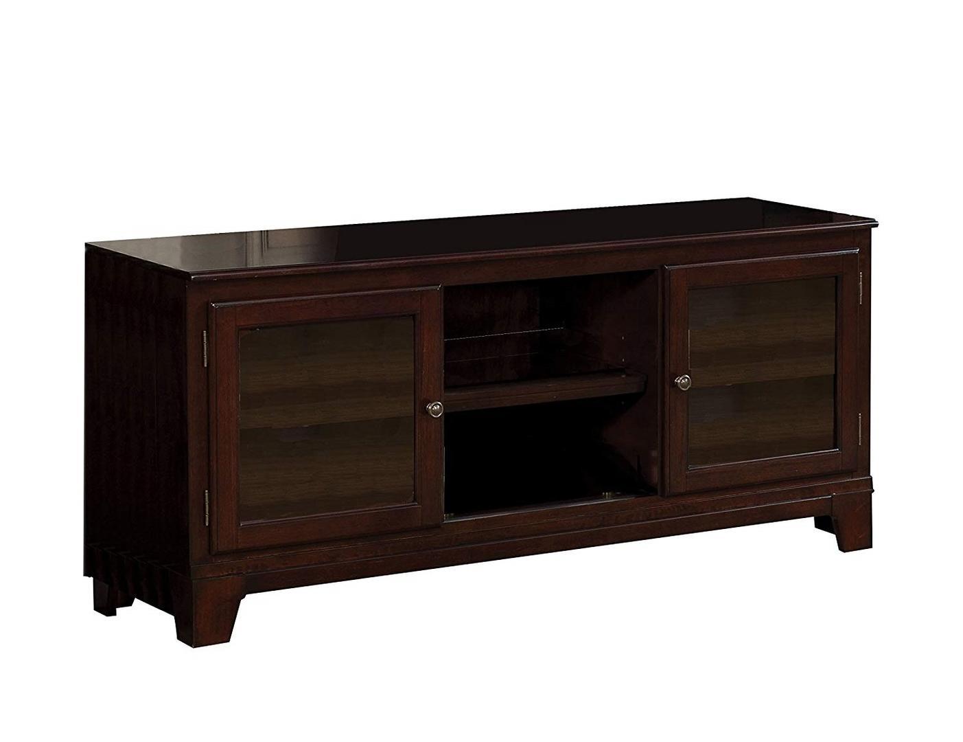 Wood Glass TV Stand TV Stand - Merlot