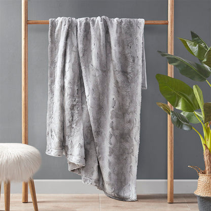 Oversized Faux Fur Throw, Grey