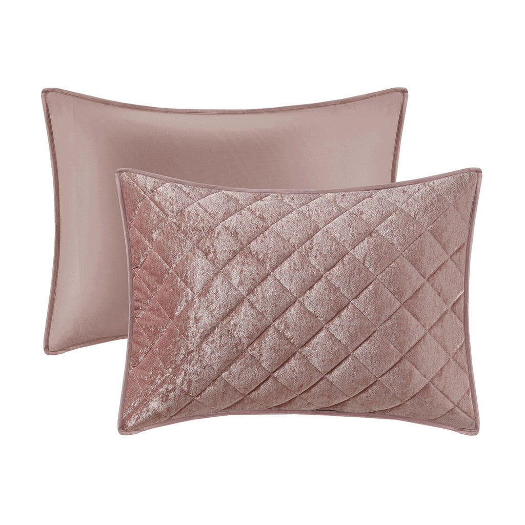 Felicia Queen Velvet Quilt Set - Pink