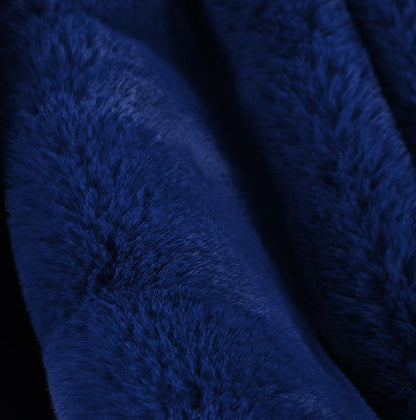 Cassilda Luxury Chinchilla Faux Fur Throw Blanket (50" X 60") - Navy Blue