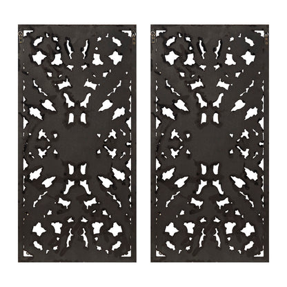 Botanical Panel Distressed Carved Wood 2-piece Wall Decor Set