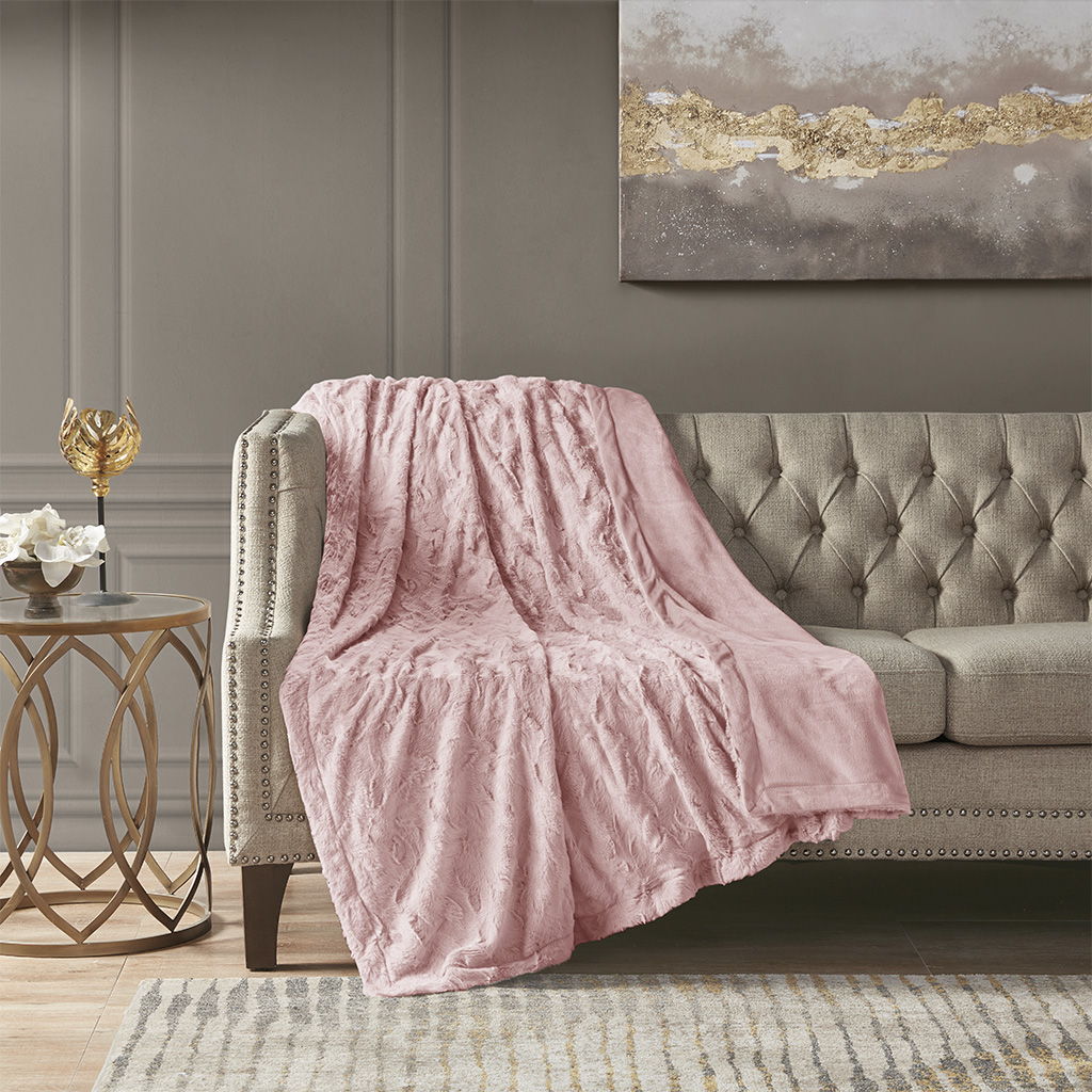 Oversized Faux Fur Throw - Blush