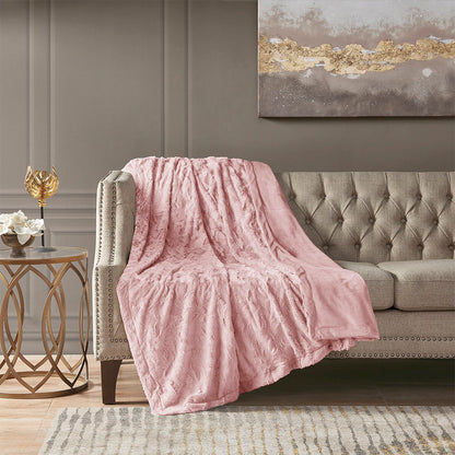 Oversized Faux Fur Throw - Blush