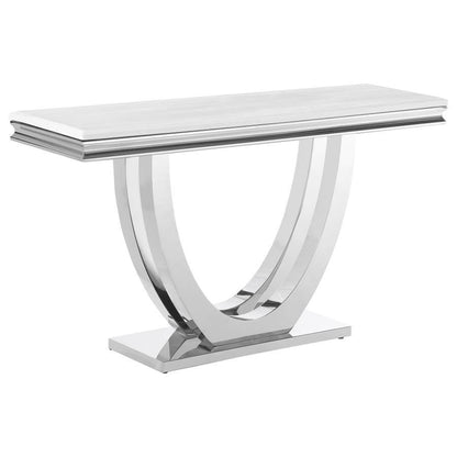 Kerwin - U-Base Stone Top Entryway Sofa Console Table - Chrome