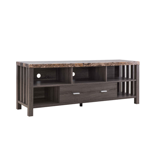 Faux Marble And Manufactured Wood Cabinet Enclosed Storage TV Stand - Dark Gray