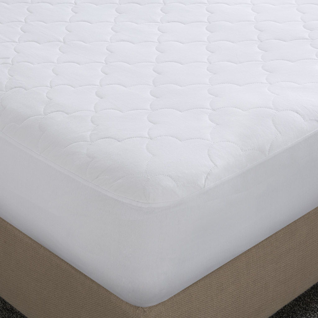 Cotton Percale Quilted Mattress Pad - White