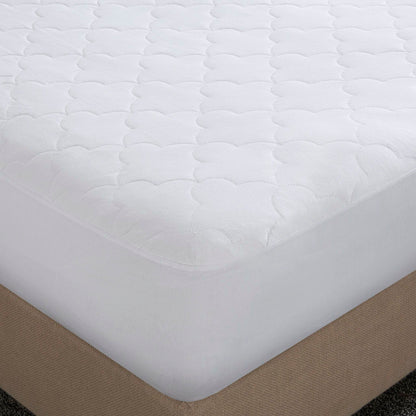 Cotton Percale Quilted Mattress Pad - White