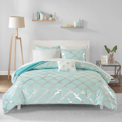 Lorna Queen Metallic Comforter Set With Bed Sheets