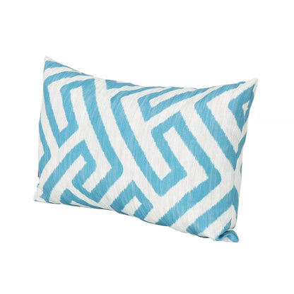 Realm Rectangular Pillow - Teal Blue / White Fabric