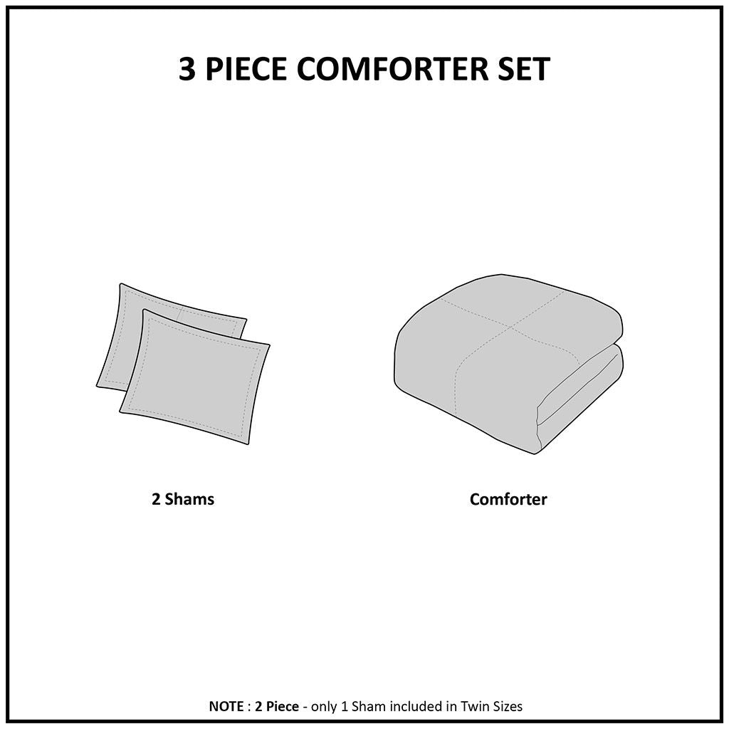 3 Piece Cotton Seersucker Comforter Set