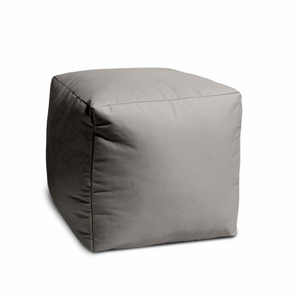 Cool Steely Solid Color Indoor Outdoor Pouf Ottoman - Silver Gray