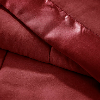 Lightweight Down Alternative Blanket With Satin Trim - Burgundy