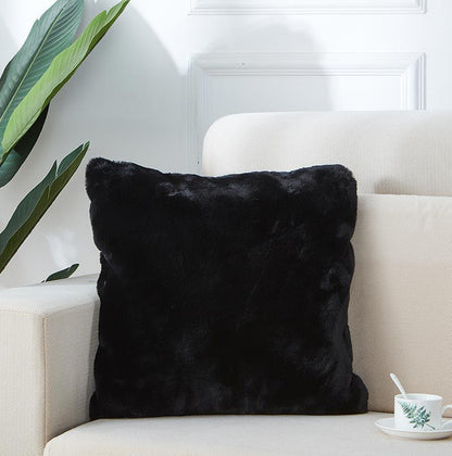 Agnes Luxury Chinchilla Faux Fur Pillow (18 In. X 18 In.) - Black