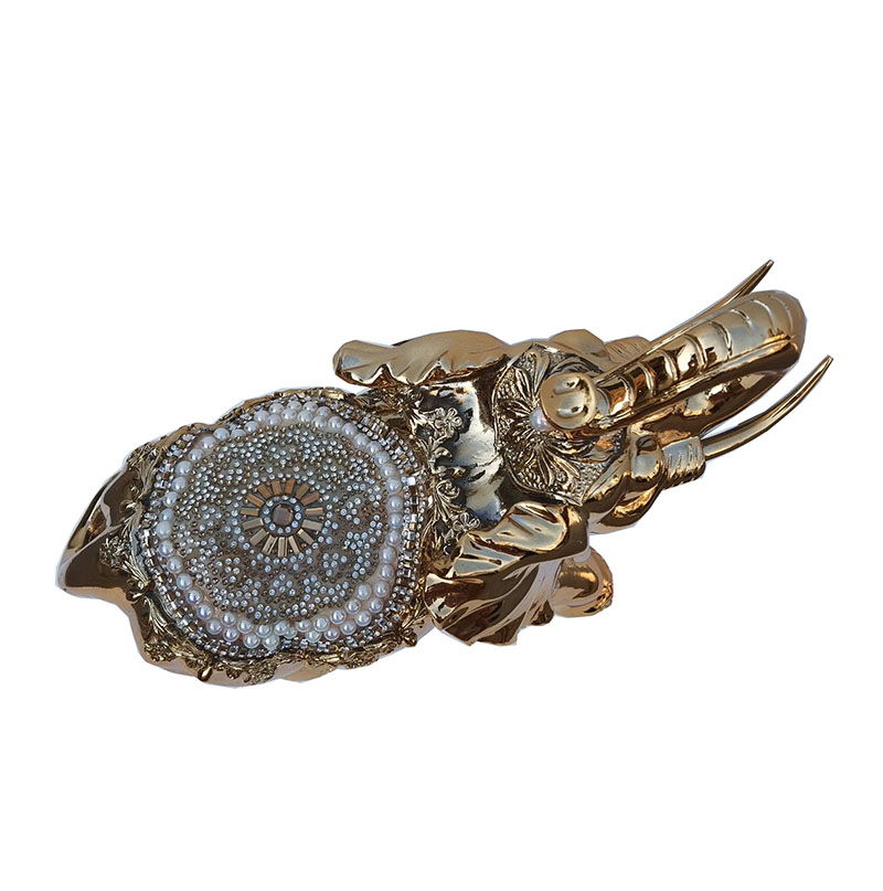 Ambrose Delightfully Extravagant Gold Plated Elephant With Embedded Crystal And Pearl Saddle (11. 5" X 5"W X 8. 5"H)