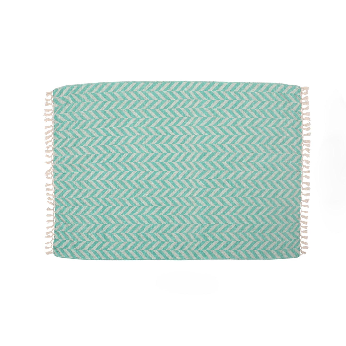 Handloom Cotton Chaneel Throw - Teal