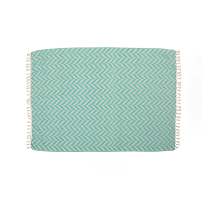 Handloom Cotton Chaneel Throw - Teal