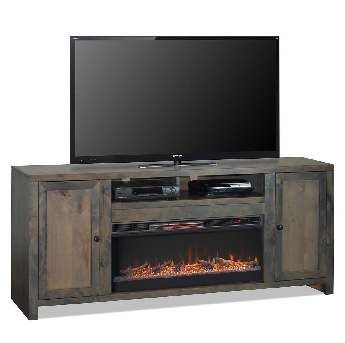 Joshua Creek - Electric Fireplace TV Stand For TVs Up To 95" - Barnwood