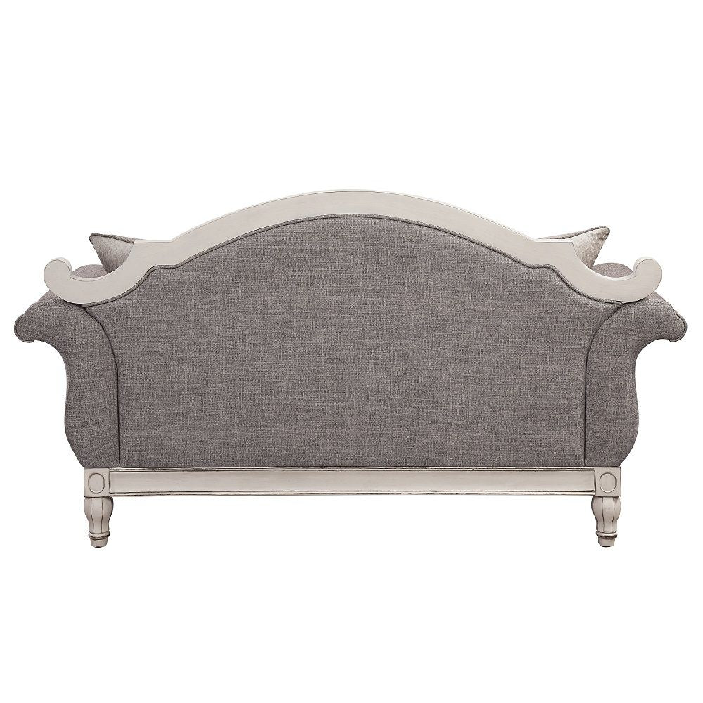 Florian - Loveseat With 3 Pillows - Gray & Antique White