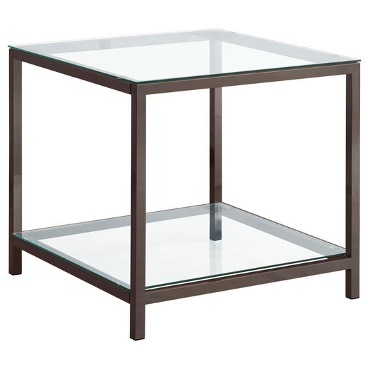 Trini - 1-Shelf Glass Top Side End Table - Black Nickel