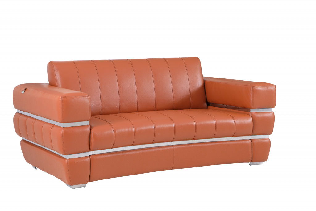 Italian Leather Loveseat - Camel