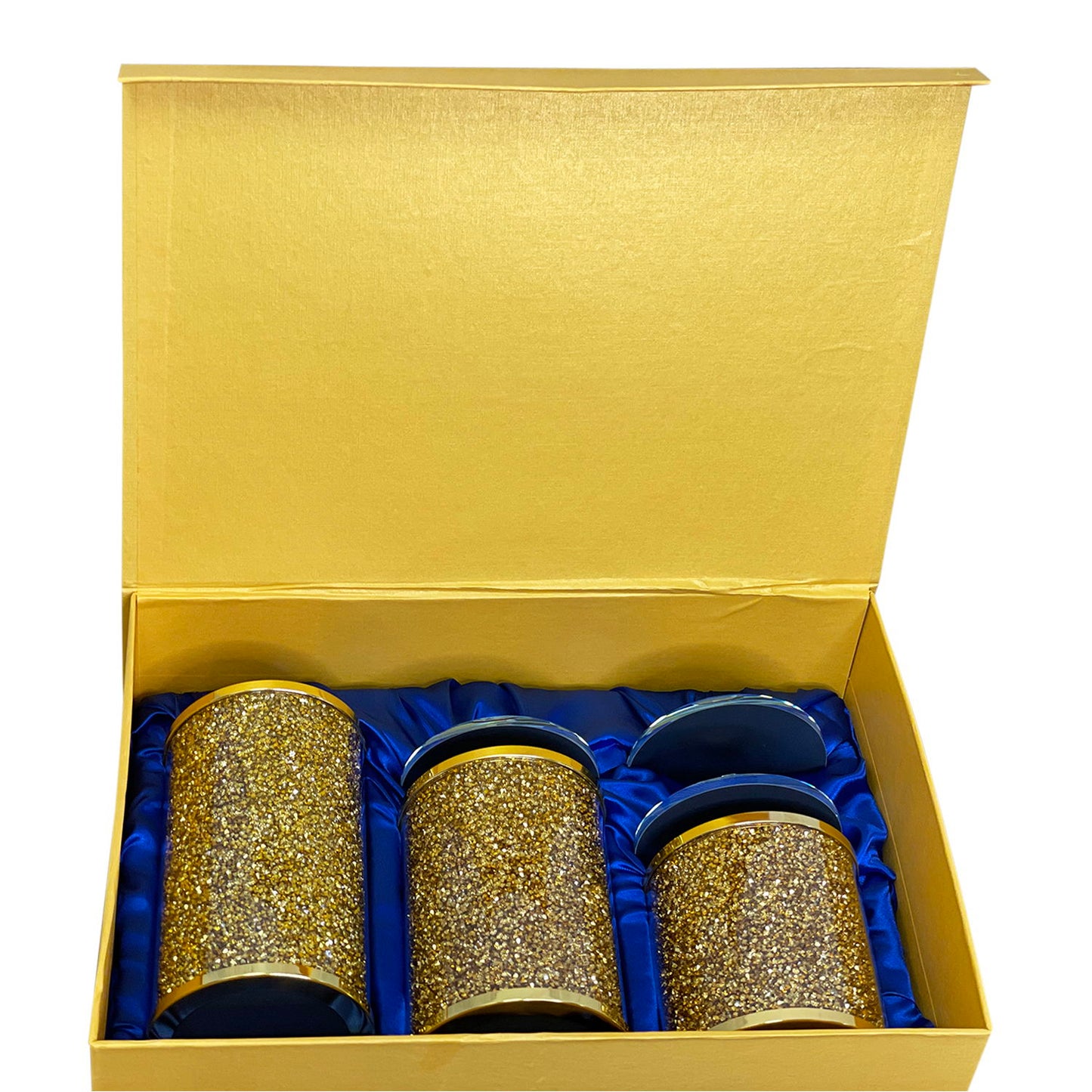 Ambrose Exquisite Three Glass Canister Set In Gift Box - Gold