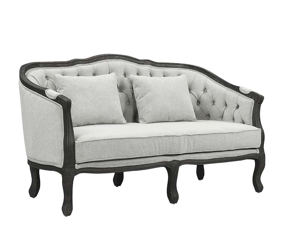 Samael - Loveseat - Gray Linen & Dark Brown Finish