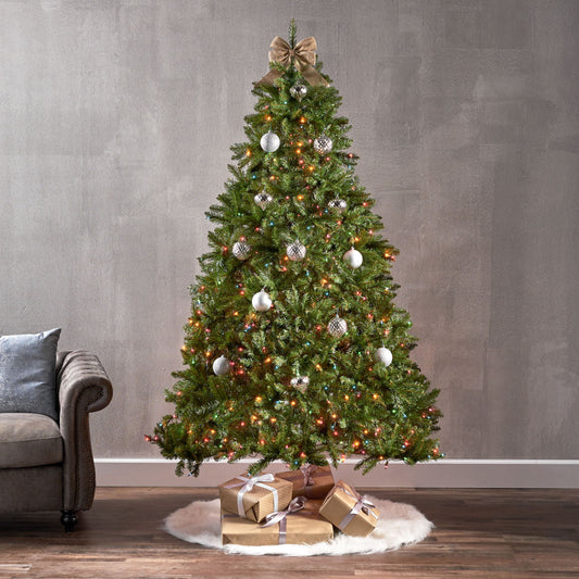 7’ Dunhill Hinged Tree With 650 Multi Lights - Ul - Green