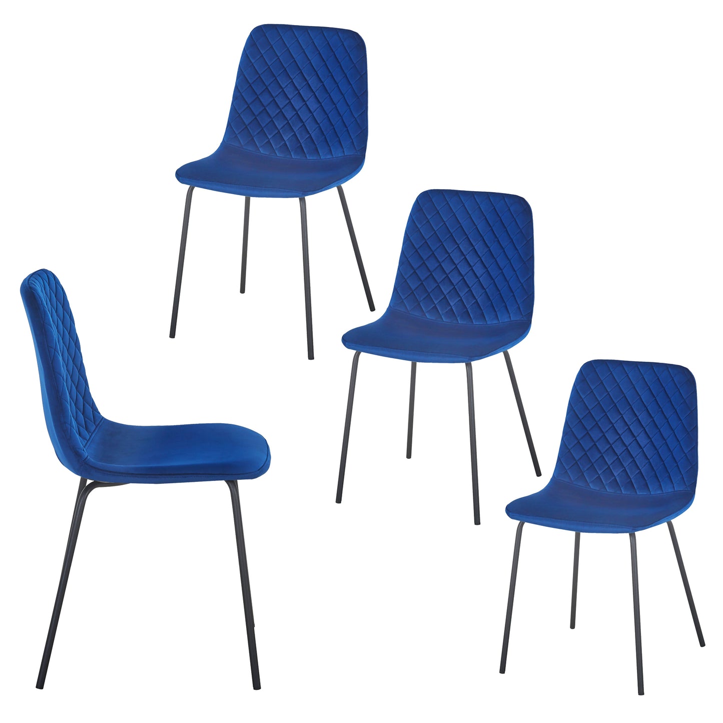 Dining Chair set of 4 PCS（BLUE），Modern style，New technology，Suitable for restaurants, cafes, taverns, offices, living rooms, reception rooms.Simple structure, easy installation.