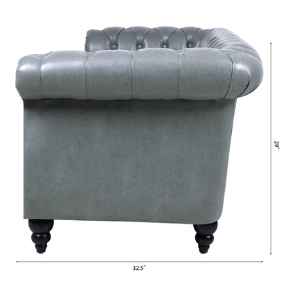 84" Rolled Arm Chesterfield 3 Seater Sofa.