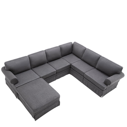 109.4" Fabric Upholstered Modular Sofa Collection, Modular Customizable ,Sectional Couch with removable Ottoman for Living Room