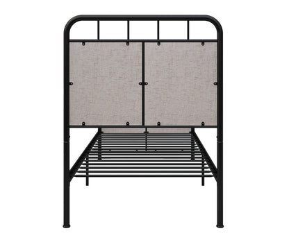 Twin Size Linen Upholstered Platform Metal Bed Frame with  fabric Headboard and Footboard