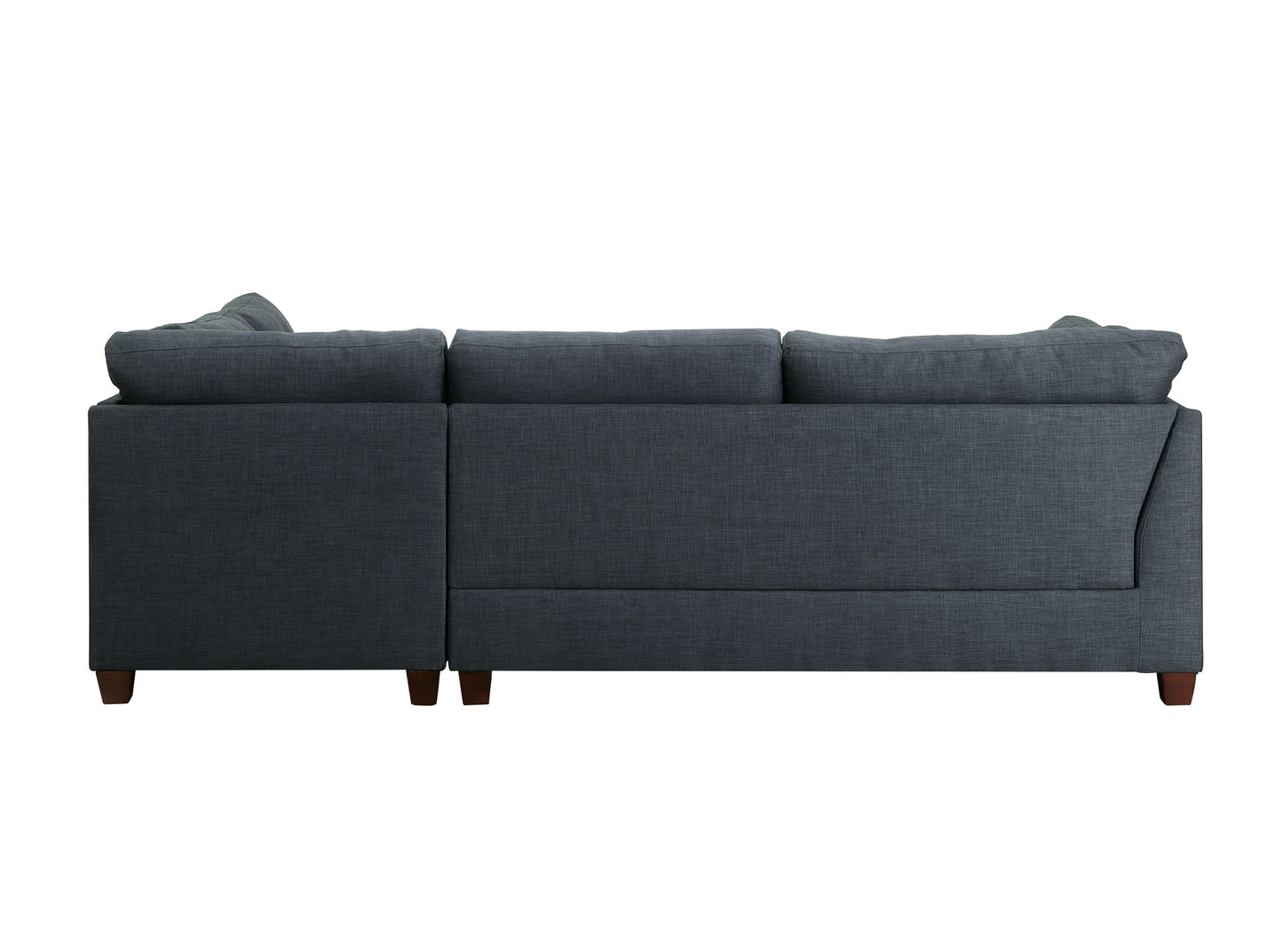 ACME Laurissa Sectional Sofa & Ottoman (2 Pillows) in Dark Blue Linen 54365