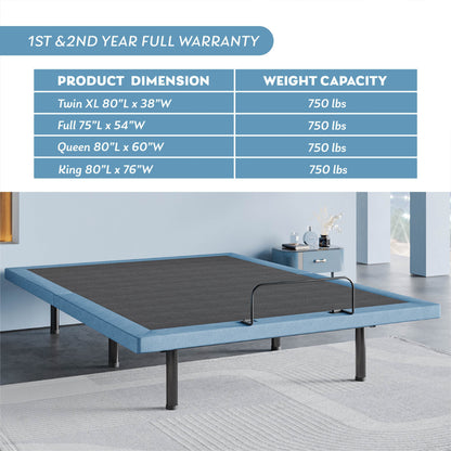 NLP230F King Adjustable Bed Base Frame with Wireless Remote, Independent Head & Foot