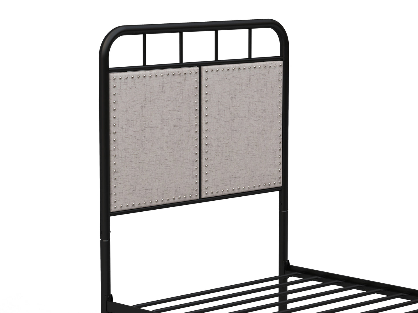 Twin Size Linen Upholstered Platform Metal Bed Frame with  fabric Headboard and Footboard