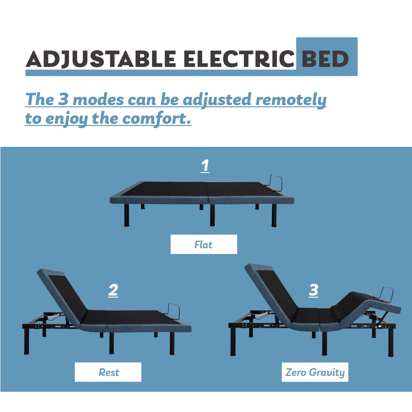 NLP230F King Adjustable Bed Base Frame with Wireless Remote, Independent Head & Foot