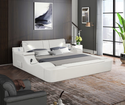 Zoya Smart Multifunctional Queen Size Bed Made with Wood in White