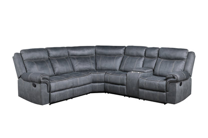 ACME Dollum Sectional Sofa  in Two Tone Gray Velvet LV00398