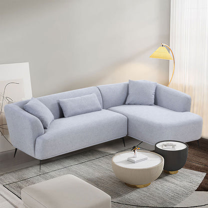 L-Shape Sectional Sofa Couch with Chaise,Metal Legs,Light Grey